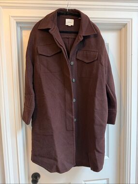 Vince Oversized Button-Front Coat in Deep Burgandy - Size 1x
